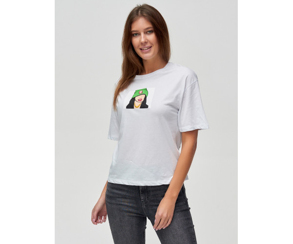 Женские футболки с принтом белого цвета 50003Bl