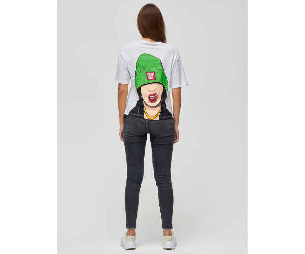 Женские футболки с принтом белого цвета 50003Bl