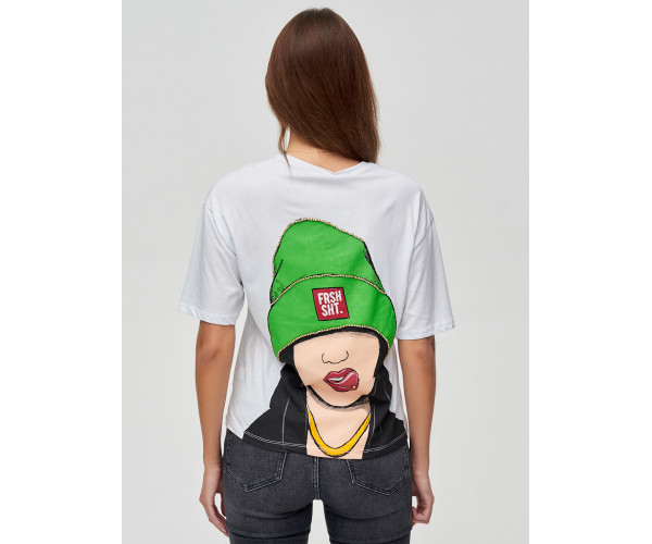 Женские футболки с принтом белого цвета 50003Bl