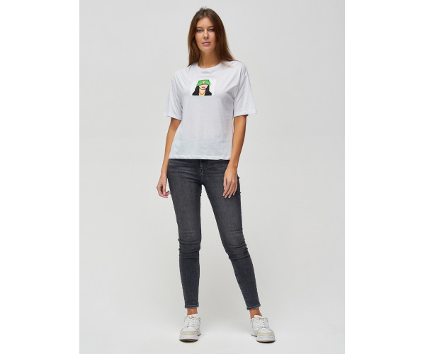 Женские футболки с принтом белого цвета 50003Bl