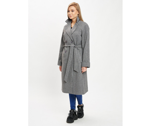 Пальто демисезонное серого цвета 42121Sr