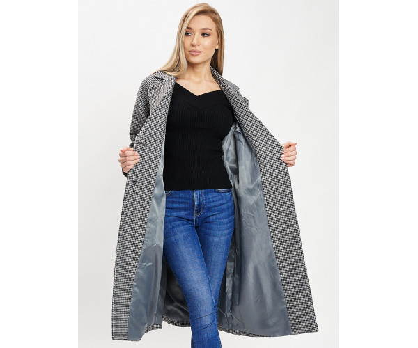 Пальто демисезонное серого цвета 42121Sr