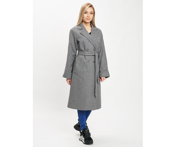 Пальто демисезонное серого цвета 42121Sr
