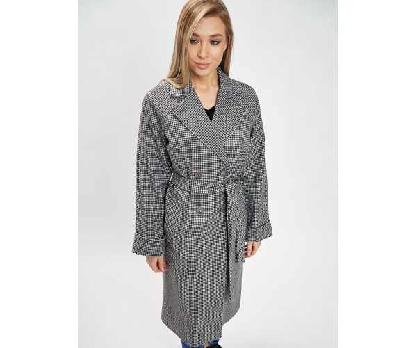 Пальто демисезонное серого цвета 42121Sr
