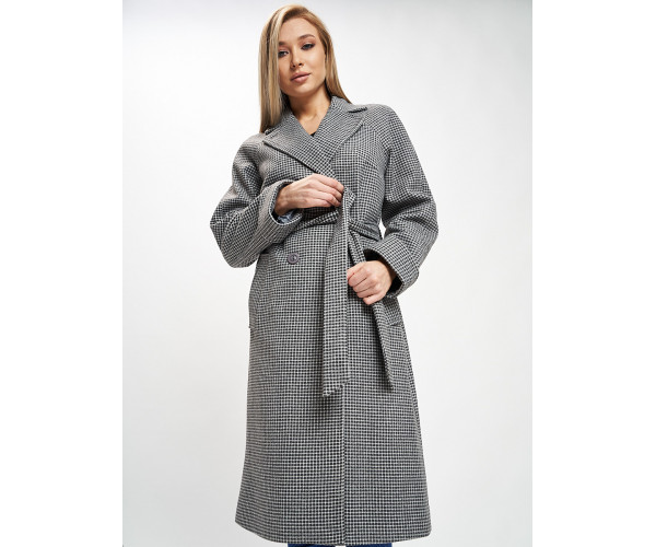 Пальто демисезонное серого цвета 42121Sr