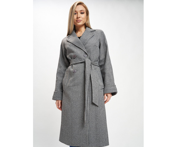 Пальто демисезонное серого цвета 42121Sr