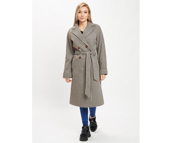 Пальто демисезонное серого цвета 42121Sr