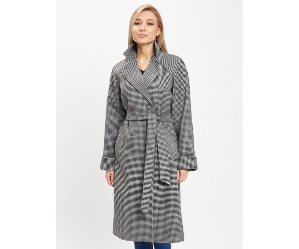 Пальто демисезонное серого цвета 42121Sr