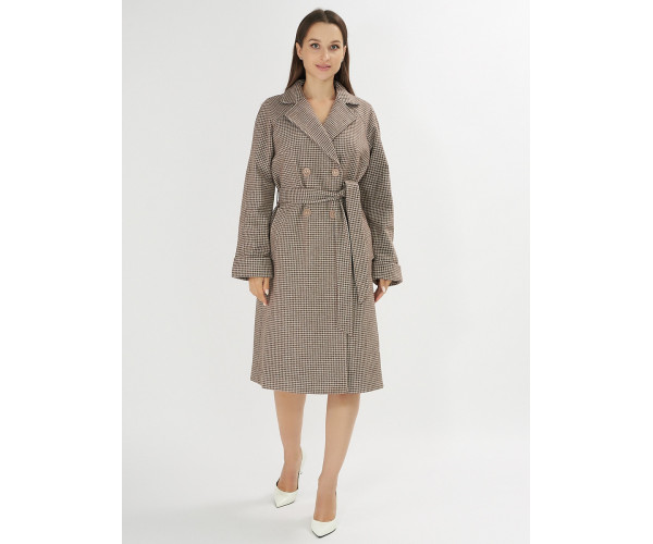 Пальто демисезонное темно-коричневого цвета 42121TK