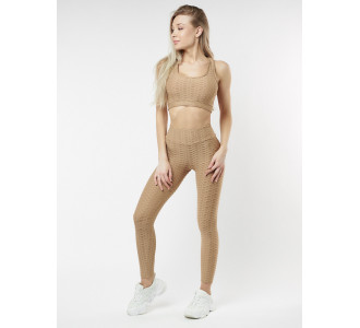 Костюм для фитнеса бежевого цвета 22095B