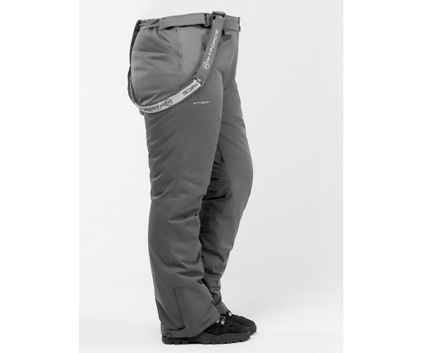 Брюки горнолыжные женские большого размерасерого цвета 1878Sr