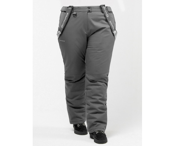 Брюки горнолыжные женские большого размерасерого цвета 1878Sr