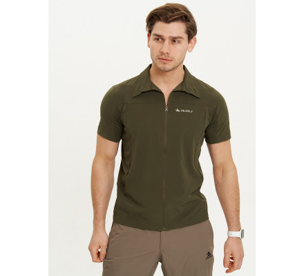 Футболка спортивная поло Valianly мужская темно-зеленого цвета 93426TZ