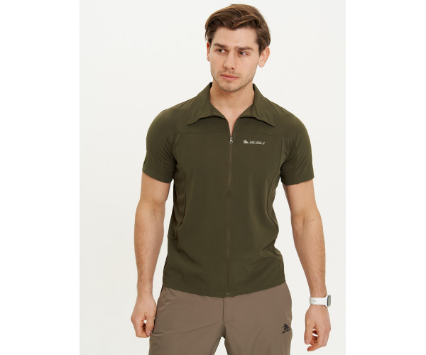 Футболка спортивная поло Valianly мужская темно-зеленого цвета 93426TZ