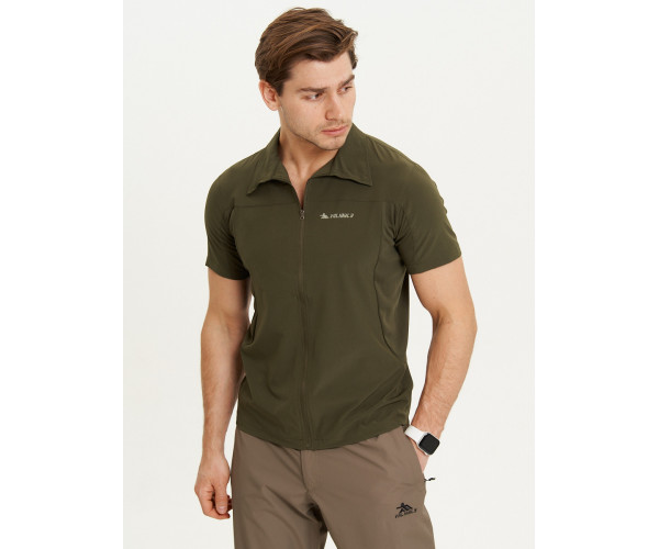 Футболка спортивная поло Valianly мужская темно-зеленого цвета 93426TZ