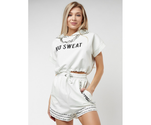 Костюм шорты и топ белого цвета 21117Bl