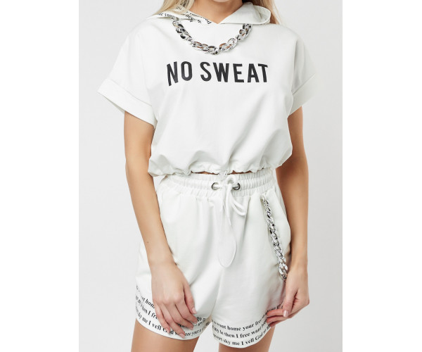 Костюм шорты и топ белого цвета 21117Bl