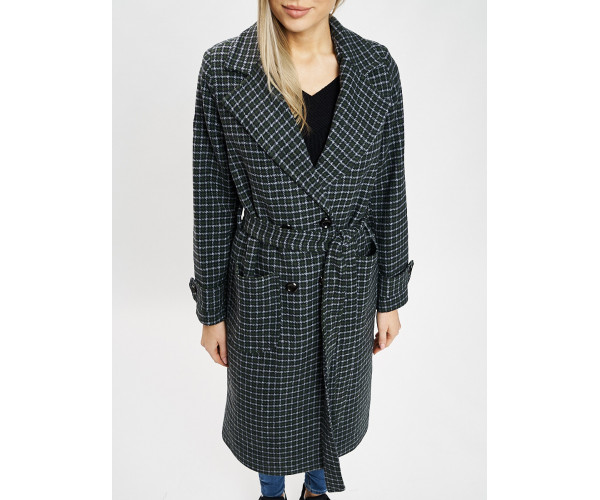 Пальто демисезонное темно-зеленого цвета 42123TZ