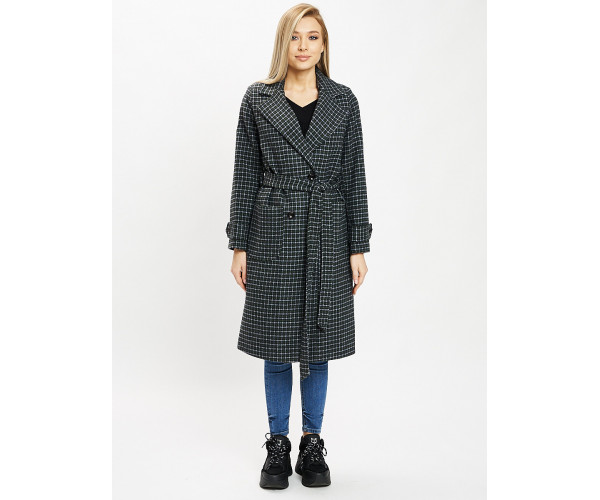 Пальто демисезонное темно-зеленого цвета 42123TZ