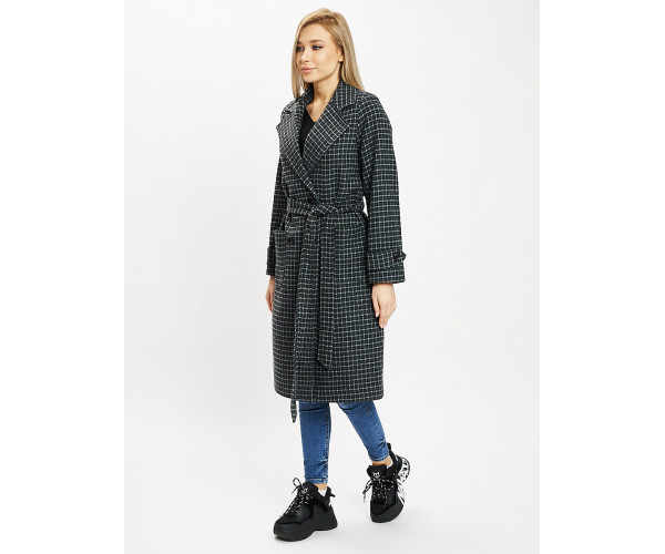 Пальто демисезонное темно-зеленого цвета 42123TZ