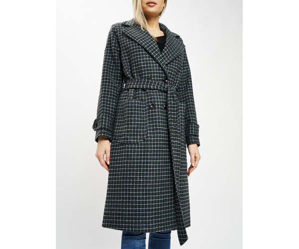 Пальто демисезонное темно-зеленого цвета 42123TZ