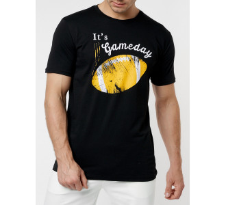 Мужские футболки с принтом желтого цвета 221414J