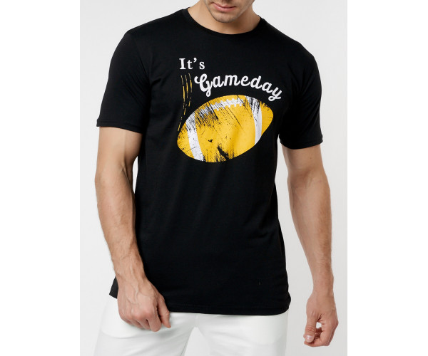 Мужские футболки с принтом желтого цвета 221414J