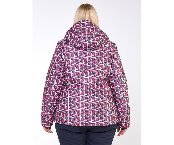 Женский зимний костюм горнолыжный большого размера малинового цвета 018112М