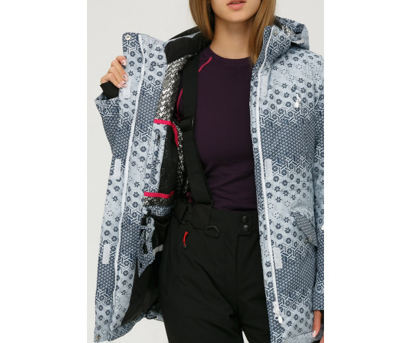 Женская зимняя горнолыжная куртка серого цвета 1810Sr