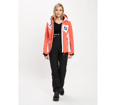 Горнолыжный костюм женский оранжевого цвета 077030O