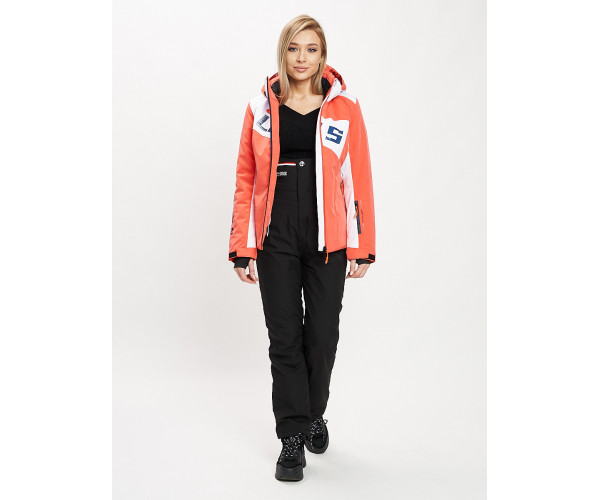 Горнолыжный костюм женский оранжевого цвета 077030O