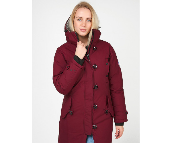 Женская зимняя парка бордового цвета 1806Bo