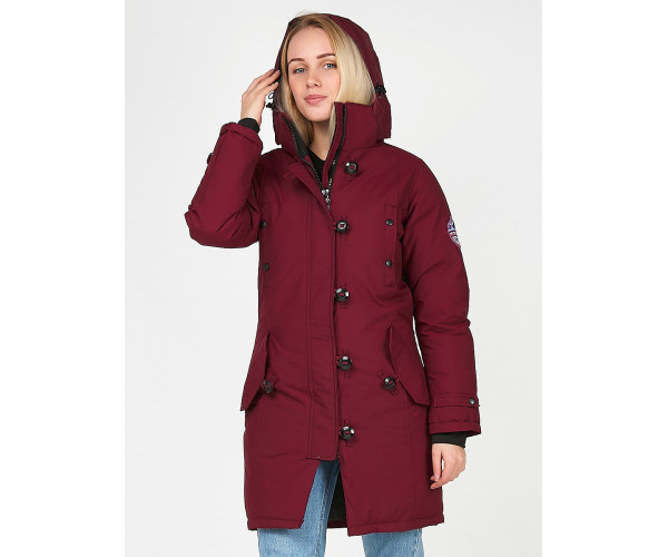 Женская зимняя парка бордового цвета 1806Bo