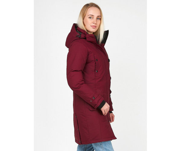 Женская зимняя парка бордового цвета 1806Bo