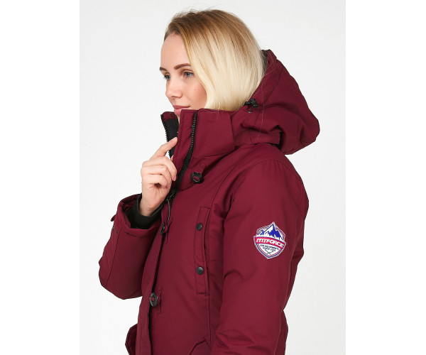 Женская зимняя парка бордового цвета 1806Bo