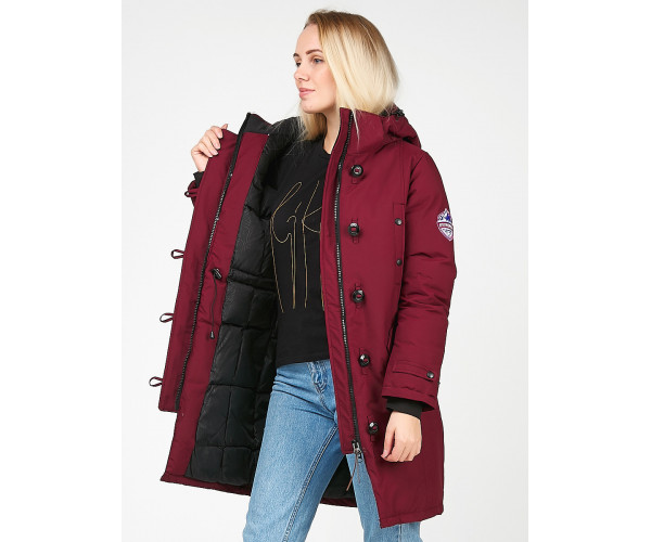 Женская зимняя парка бордового цвета 1806Bo