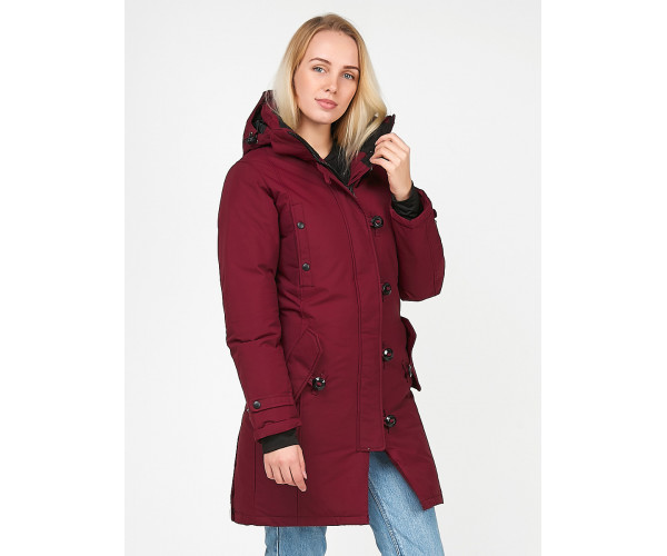 Женская зимняя парка бордового цвета 1806Bo