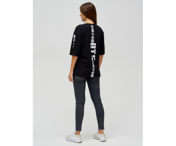 Женские футболки с надписями черного цвета 76017Ch