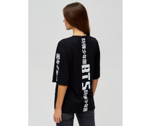 Женские футболки с надписями черного цвета 76017Ch