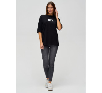 Женские футболки с надписями черного цвета 76017Ch