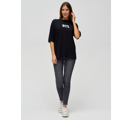 Женские футболки с надписями черного цвета 76017Ch