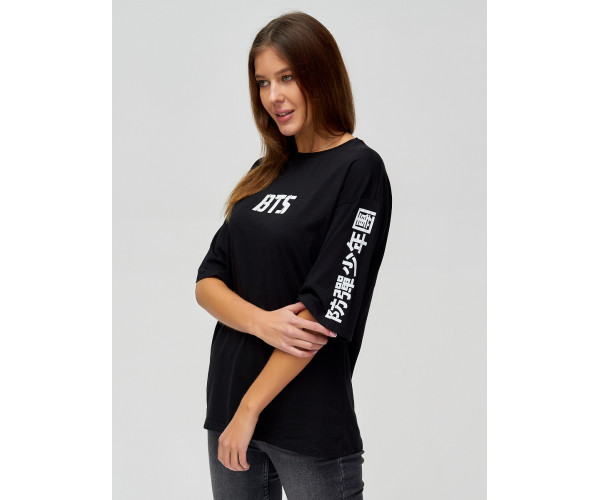 Женские футболки с надписями черного цвета 76017Ch