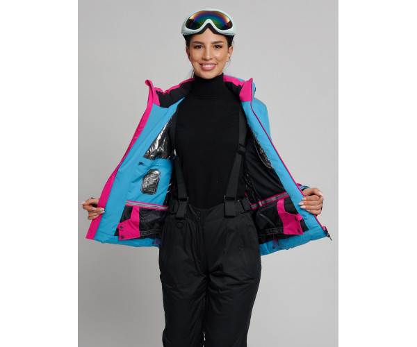 Горнолыжная куртка женская синего цвета 77033S