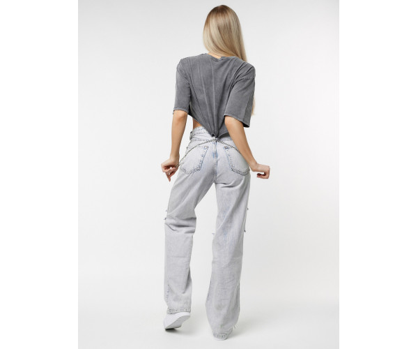 Топ футболка женская серого цвета 76008Sr