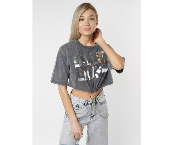 Топ футболка женская серого цвета 76008Sr