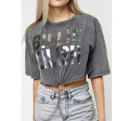 Топ футболка женская серого цвета 76008Sr