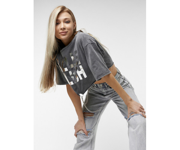 Топ футболка женская серого цвета 76008Sr