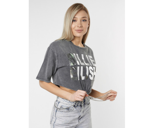 Топ футболка женская серого цвета 76008Sr