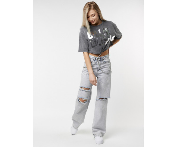 Топ футболка женская серого цвета 76008Sr