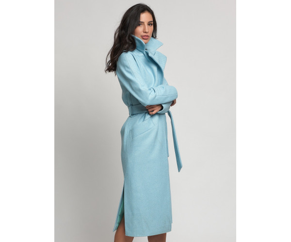 Пальто демисезонное голубого цвета 4444Gl